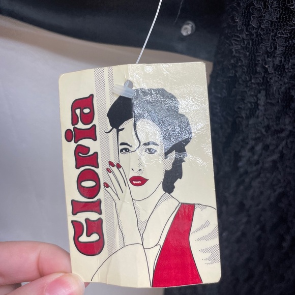 Vintage NWT Gloria Black Lace Beaded Fringe Sheer Torso Long Dress Sz XL - Picture 5 of 9